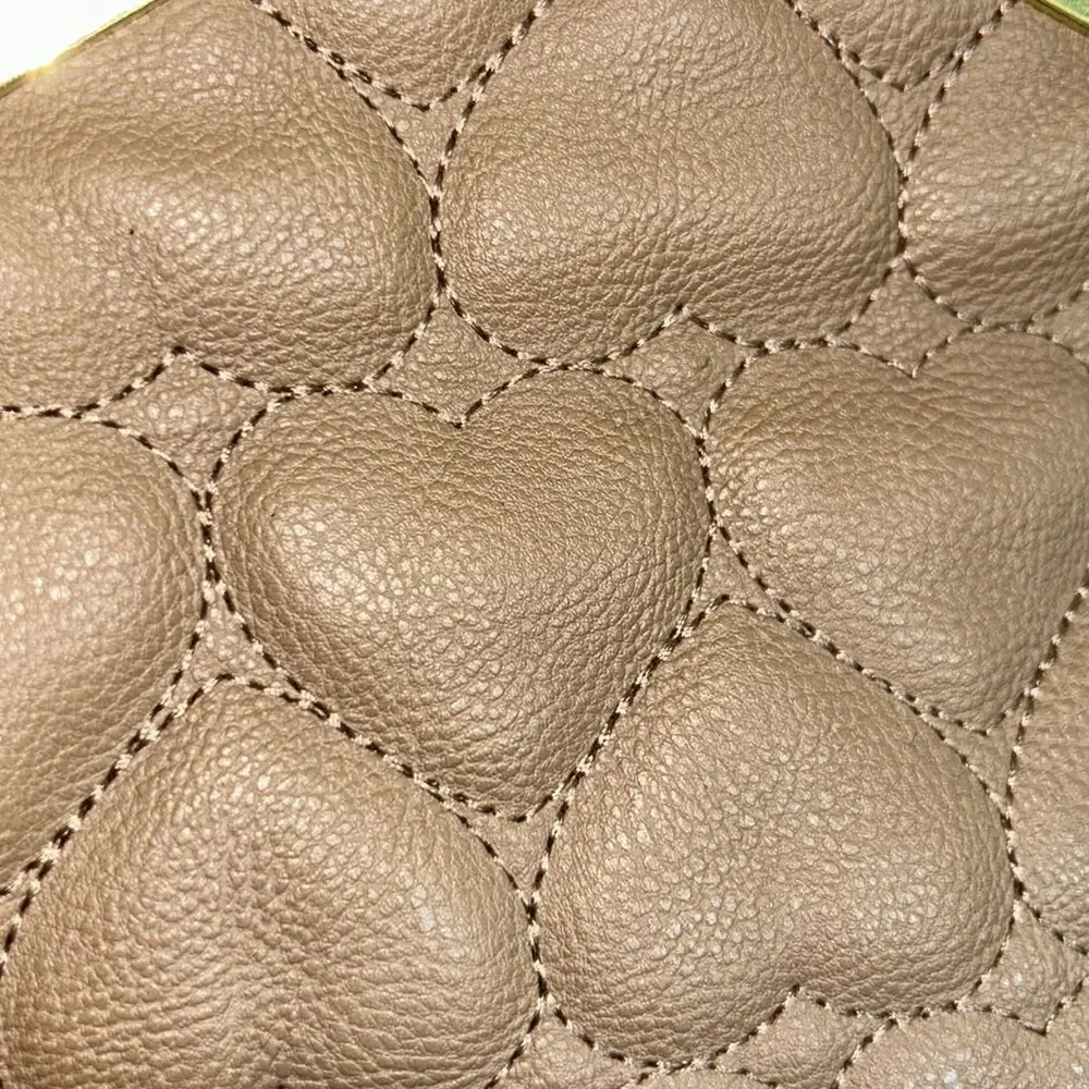 Vegan 🌱 Heart ❤️ Quilt & Bowtie Bag Summer neutral Sand colored Gold Detail✈️